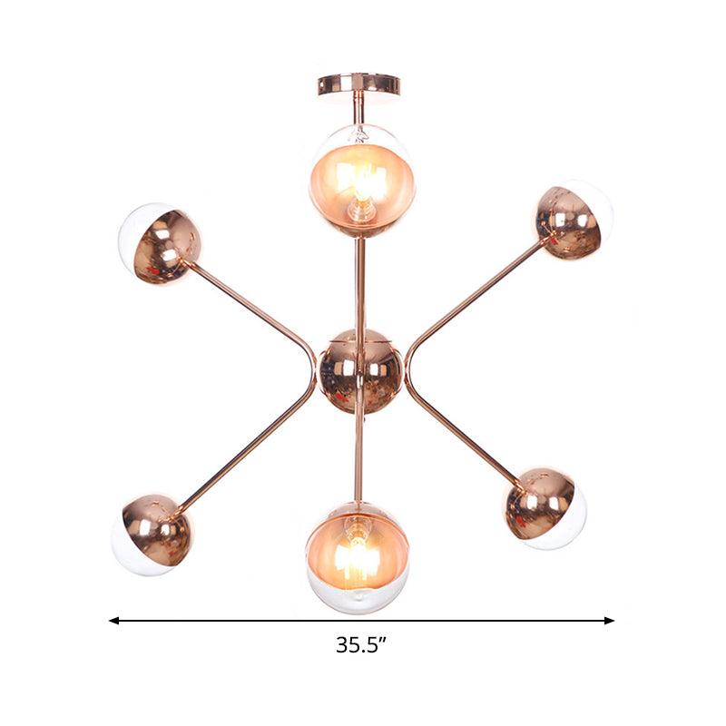 6 Lights Bedroom Hanging Ceiling Lamp Rose Gold LED Chandelier - Rebooters