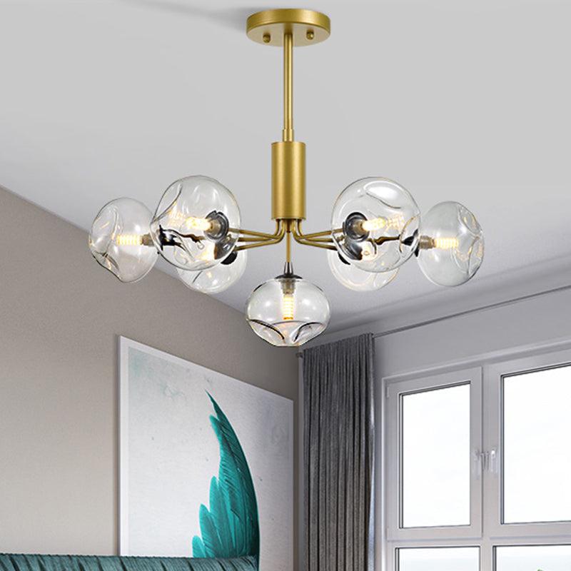 7 Heads Bedroom Ceiling Chandelier Modernist Gold Light Fixture - Rebooters
