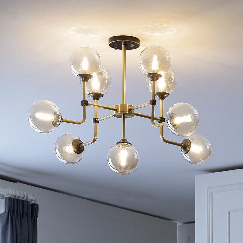 Amber Glass Globe Semi Flush Modernist Ceiling Light Fixture - Rebooters