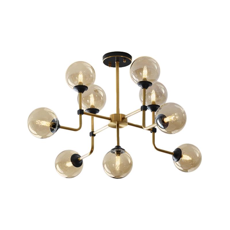 Amber Glass Globe Semi Flush Modernist Ceiling Light Fixture - Rebooters