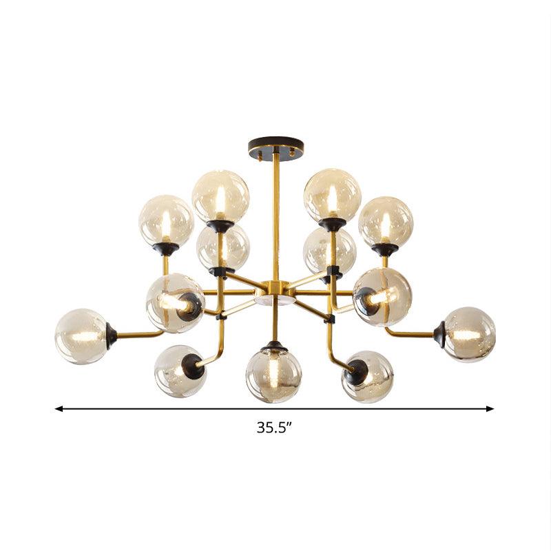 Amber Glass Globe Semi Flush Modernist Ceiling Light Fixture - Rebooters