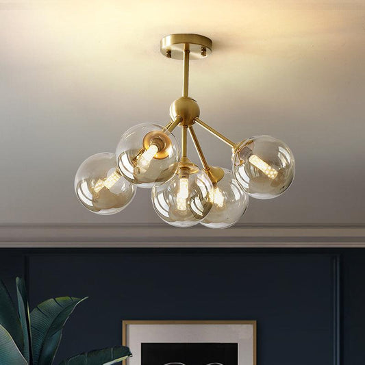 5 Heads Dining Room Pendant Chandelier Modern Brass Light - Rebooters