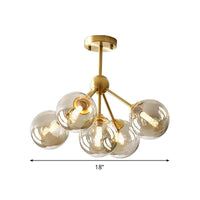 5 Heads Dining Room Pendant Chandelier Modern Brass Light - Rebooters