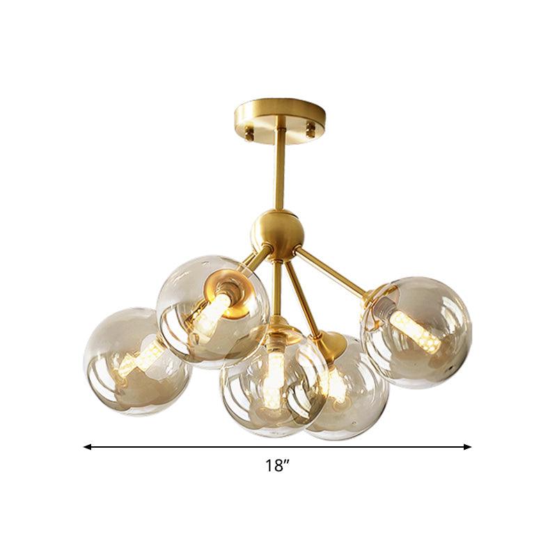 5 Heads Dining Room Pendant Chandelier Modern Brass Light - Rebooters