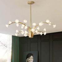 33 Bulbs Flower Chandelier Light Modernism Frosted Glass Gold - Rebooters
