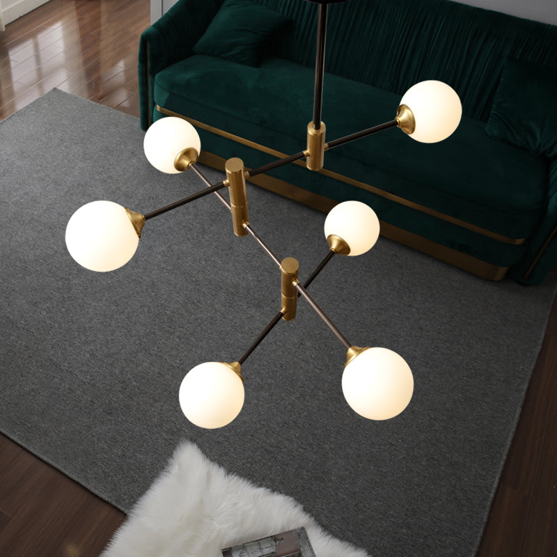 Cream Glass Bubble Chandelier Light Contemporary 6 Bulbs Ceiling Lamp - Rebooters