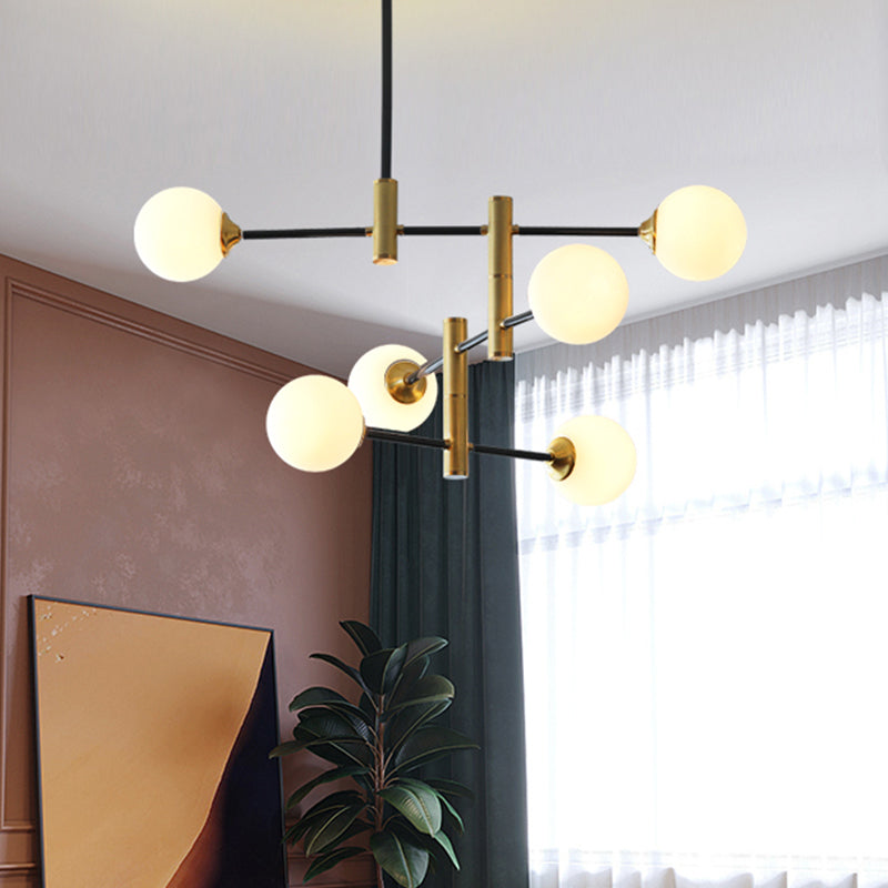 Cream Glass Bubble Chandelier Light Contemporary 6 Bulbs Ceiling Lamp - Rebooters