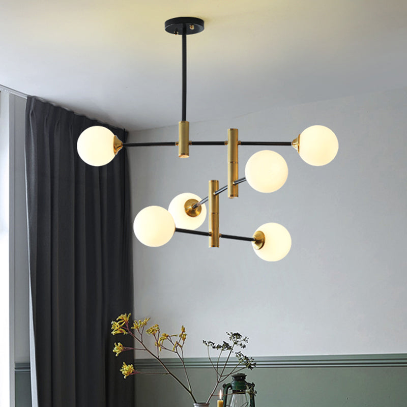 Cream Glass Bubble Chandelier Light Contemporary 6 Bulbs Ceiling Lamp - Rebooters