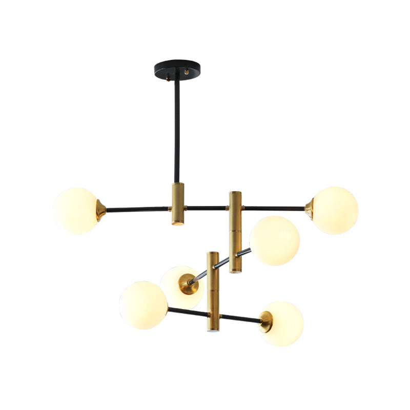 Cream Glass Bubble Chandelier Light Contemporary 6 Bulbs Ceiling Lamp - Rebooters