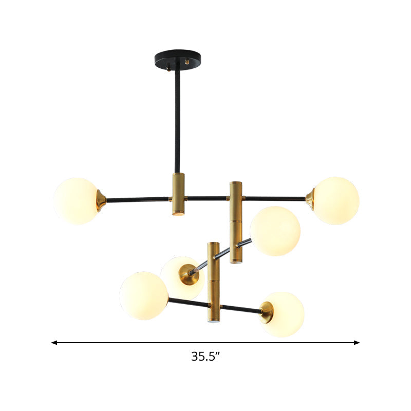 Cream Glass Bubble Chandelier Light Contemporary 6 Bulbs Ceiling Lamp - Rebooters