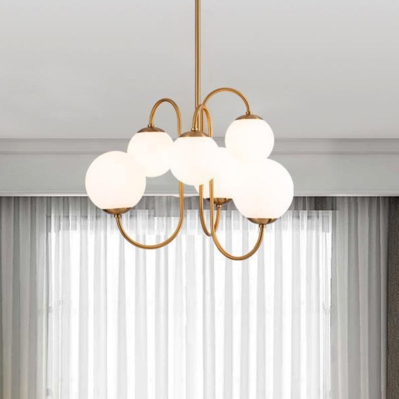 Modern 6 Heads Hanging Chandelier Gold Round Ceiling Pendant Light - Rebooters