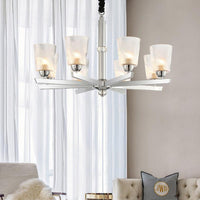 8 Bulbs Flared Pendant Chandelier Modernism Ribbed Glass - Rebooters