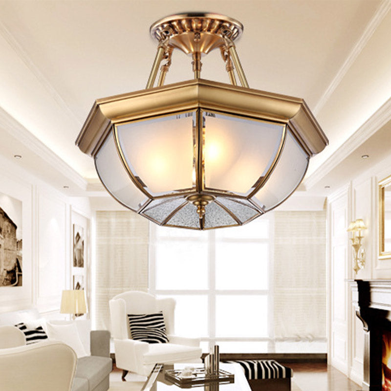 Bowl Dining Room Ceiling Lighting Traditional Opaque Glass 3/4 Bulbs Brass Semi Flush Mount Ceiling Light 14/16/18 Dia - Rebooters