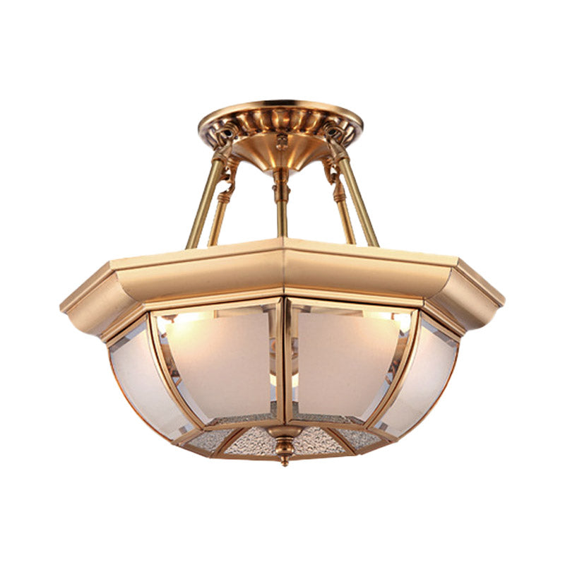 Bowl Dining Room Ceiling Lighting Traditional Opaque Glass 3/4 Bulbs Brass Semi Flush Mount Ceiling Light 14/16/18 Dia - Rebooters