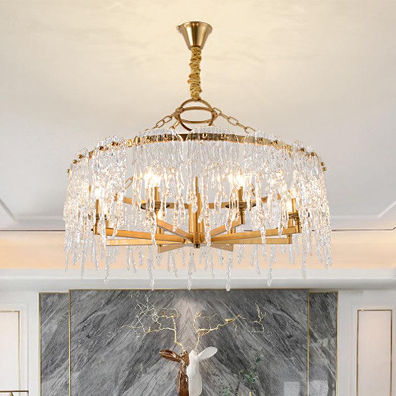 6 Heads Cascade Chandelier Lamp Modernist Crystal Ceiling Light - Rebooters