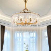6 Heads Cascade Chandelier Lamp Modernist Crystal Ceiling Light - Rebooters