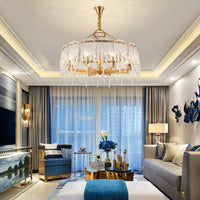 6 Heads Cascade Chandelier Lamp Modernist Crystal Ceiling Light - Rebooters