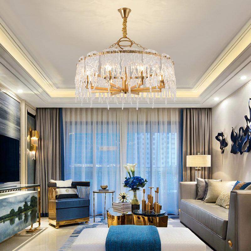 6 Heads Cascade Chandelier Lamp Modernist Crystal Ceiling Light - Rebooters