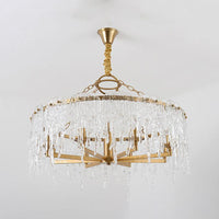 6 Heads Cascade Chandelier Lamp Modernist Crystal Ceiling Light - Rebooters