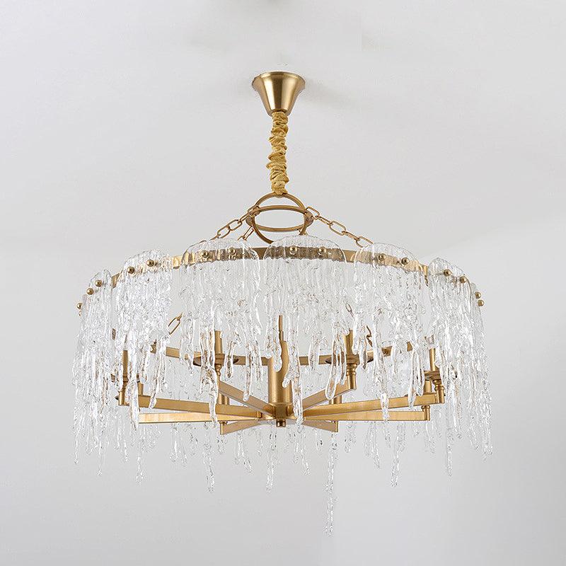 6 Heads Cascade Chandelier Lamp Modernist Crystal Ceiling Light - Rebooters