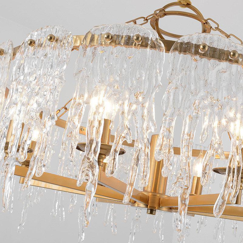 6 Heads Cascade Chandelier Lamp Modernist Crystal Ceiling Light - Rebooters