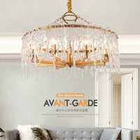 6 Heads Cascade Chandelier Lamp Modernist Crystal Ceiling Light - Rebooters
