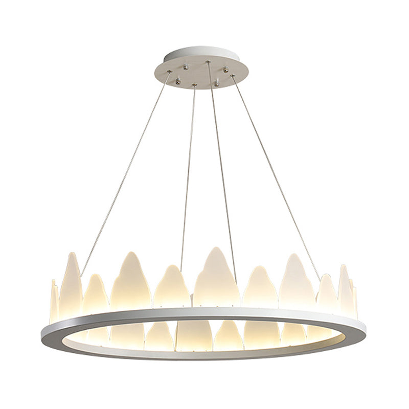 White Circular Chandelier Light Nordic Style LED Flaky Acrylic Lamp - Rebooters