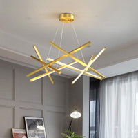 Acrylic Crossed Chandelier Pendant Modernity LED Black Gold Lamp - Rebooters