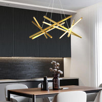 Acrylic Crossed Chandelier Pendant Modernity LED Black Gold Lamp - Rebooters