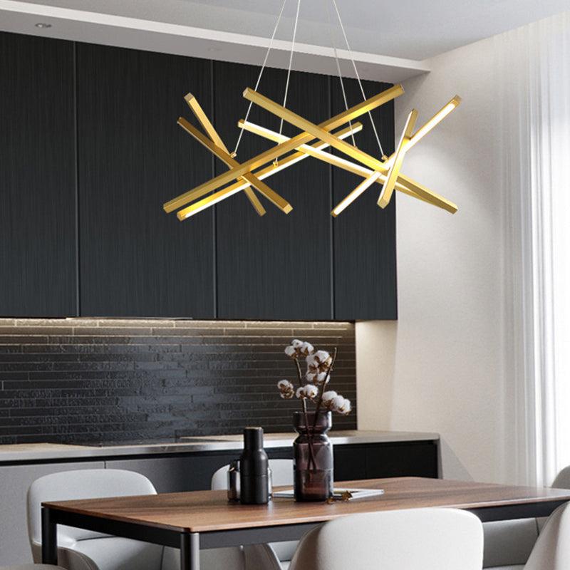 Acrylic Crossed Chandelier Pendant Modernity LED Black Gold Lamp - Rebooters