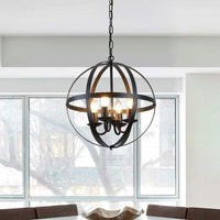 4 Bulbs Metal Ceiling Chandelier Vintage Black Globe Lighting - Rebooters