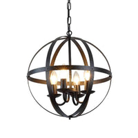 4 Bulbs Metal Ceiling Chandelier Vintage Black Globe Lighting - Rebooters