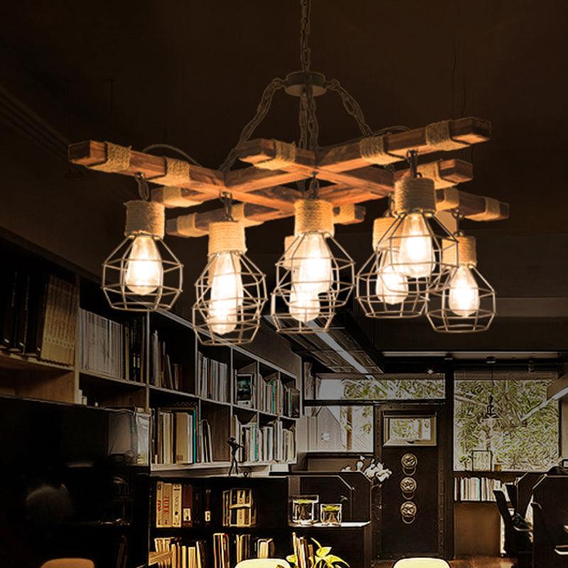 8 Lights Globe Ceiling Light Fixture Farmhouse Beige Chandelier - Rebooters