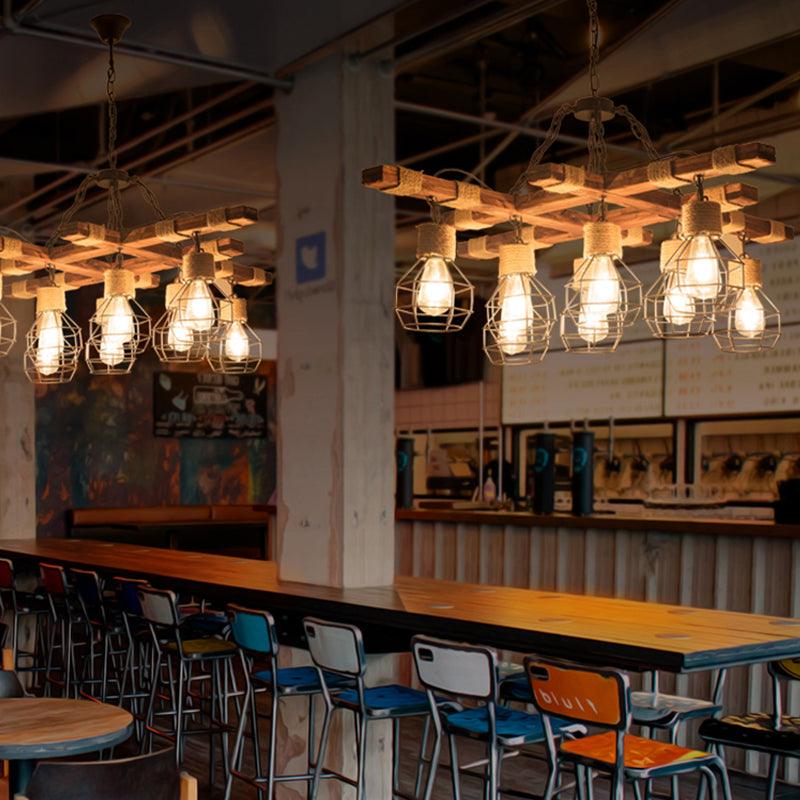 8 Lights Globe Ceiling Light Fixture Farmhouse Beige Chandelier - Rebooters