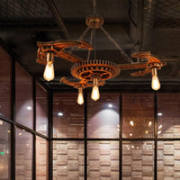 4 Lights Metal Pendant Lighting Vintage Antique Bronze Chandelier - Rebooters