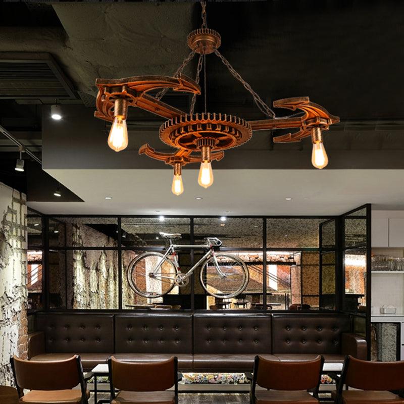 4 Lights Metal Pendant Lighting Vintage Antique Bronze Chandelier - Rebooters