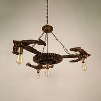 4 Lights Metal Pendant Lighting Vintage Antique Bronze Chandelier - Rebooters