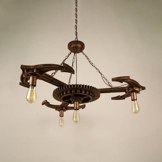 4 Lights Metal Pendant Lighting Vintage Antique Bronze Chandelier - Rebooters