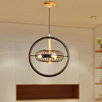 3 Lights Caged Chandelier Lighting Industrial Black Metal Pendant Lamp - Rebooters