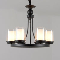 4/6/8 Bulbs Chandelier Lighting Traditional Cylindrical Clear Glass Pendant Ceiling Lamp in Black - Rebooters