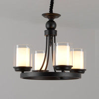 4/6/8 Bulbs Chandelier Lighting Traditional Cylindrical Clear Glass Pendant Ceiling Lamp in Black - Rebooters