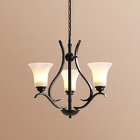 3/6/8 Bulbs Bell Chandelier Lighting Retro Black Finish Cream Glass Lamp - Rebooters