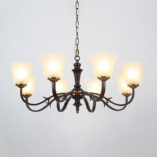 3/4/6 Bulbs Bedroom Ceiling Chandelier Retro Black Pendant Lighting - Rebooters