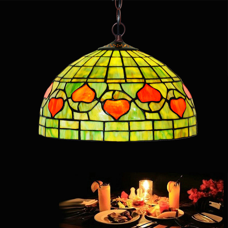 1 Light Kitchen Hanging Pendant Light Mediterranean Red Green Ceiling Lamp - Rebooters