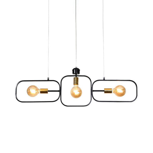 3 Heads Frame Pendant Chandelier Contemporary Metal Lighting - Rebooters