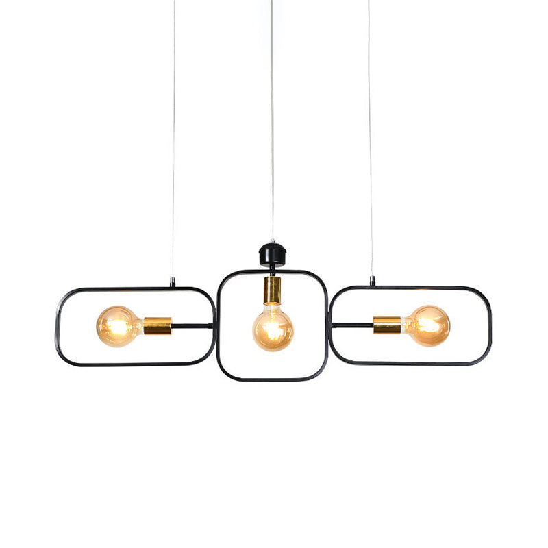 3 Heads Frame Pendant Chandelier Contemporary Metal Lighting - Rebooters