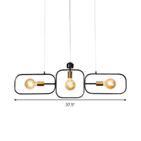 3 Heads Frame Pendant Chandelier Contemporary Metal Lighting - Rebooters