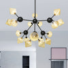 18 Heads Diamond Chandelier Lamp Modernism Amber Glass Light - Rebooters