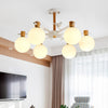 White Glass Sphere Hanging Chandelier Asian 6/8 Bulbs Fixture - Rebooters