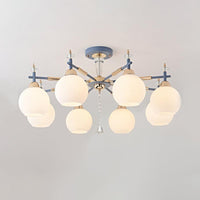 8 Bulbs Living Room Chandelier Light Modern Grey Pendant - Rebooters